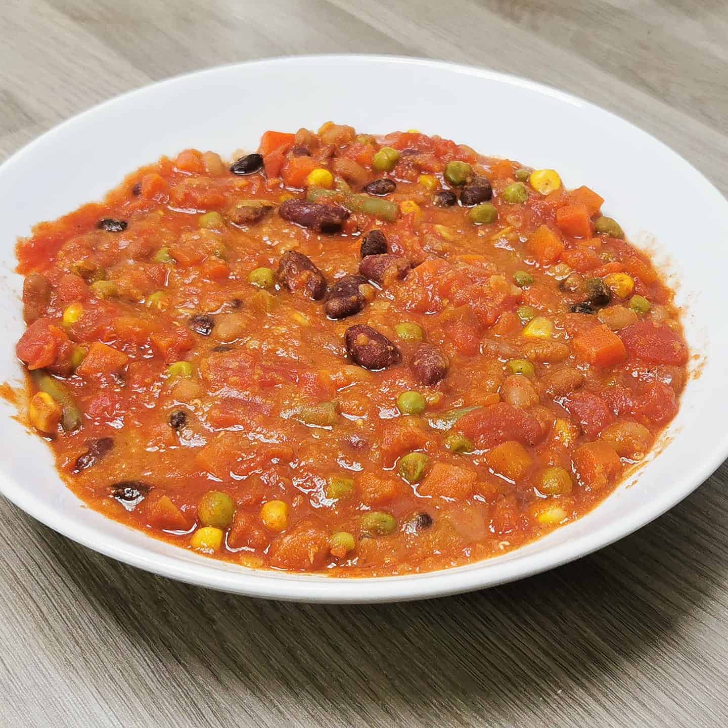 Photo of a bowl of veggie chilli